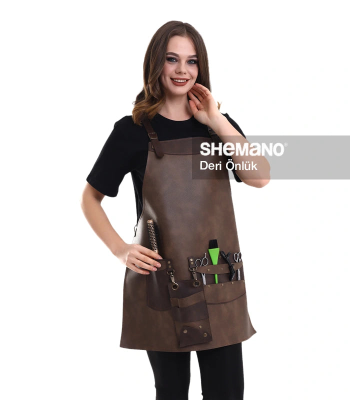 Logolu Deri Kuaför Önlüğü