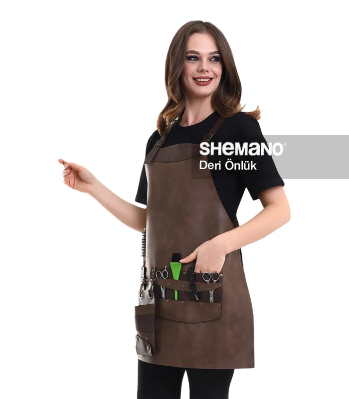 Logolu Deri Kuaför Önlüğü