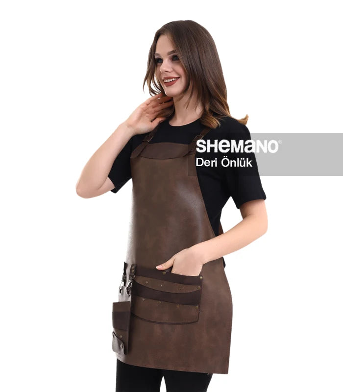 Logolu Deri Kuaför Önlüğü