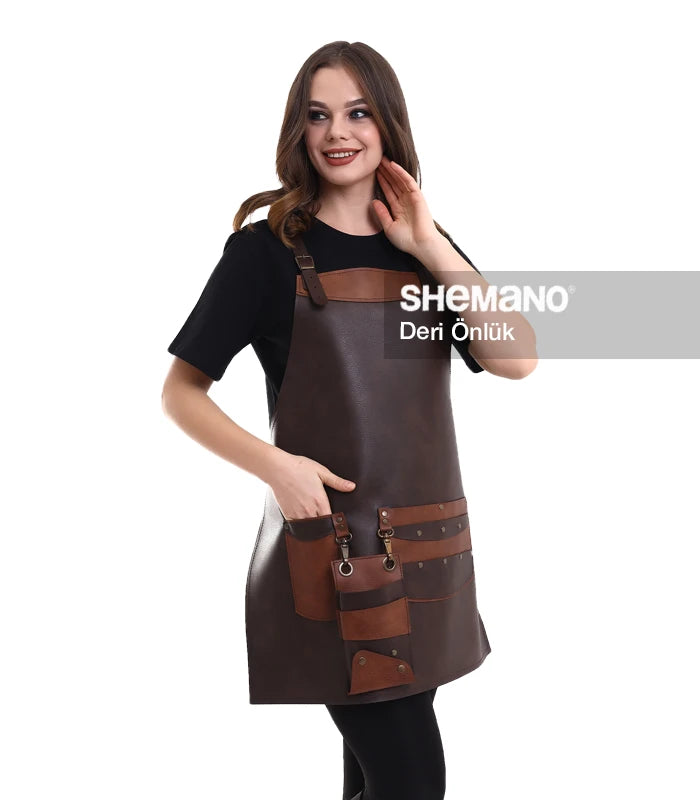 Logolu Şık Deri Önlük