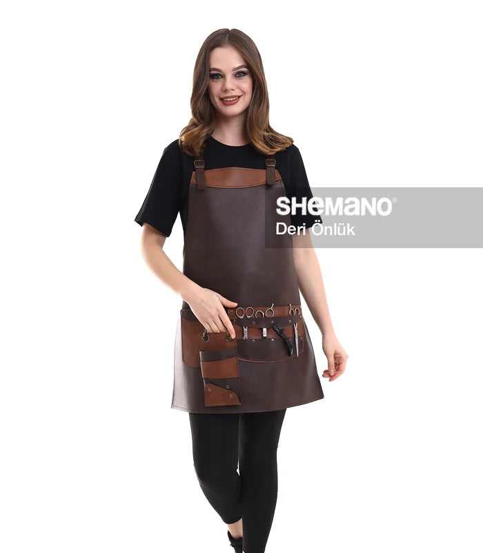 Logolu Şık Deri Önlük