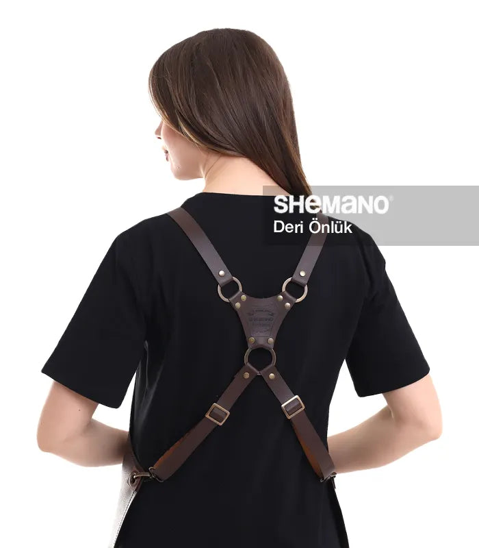 Logolu Şık Deri Önlük