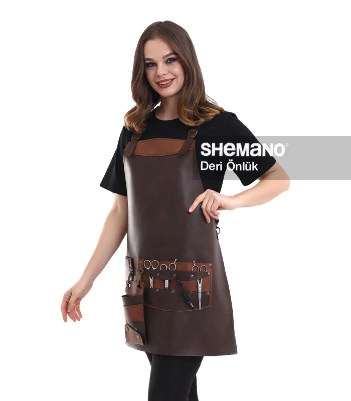 Logolu Şık Deri Önlük