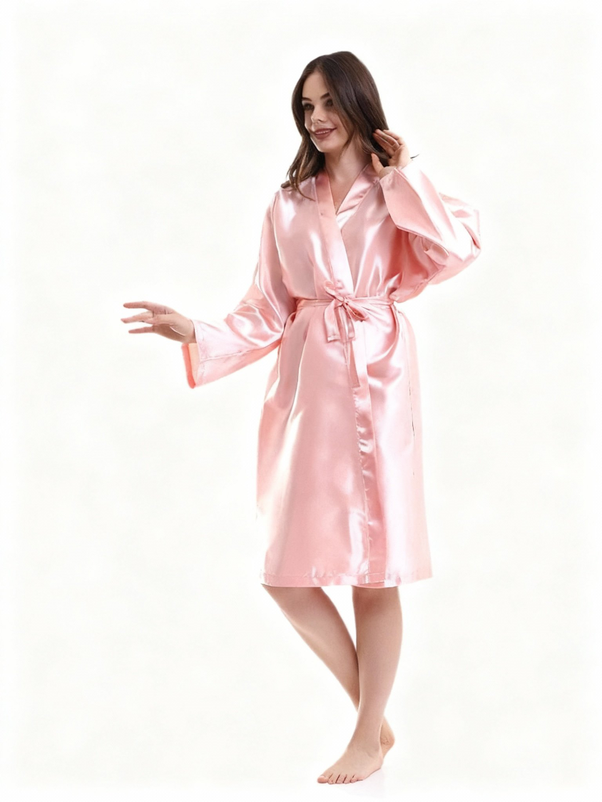 Logolu Kimono Saten Pudra Rengi