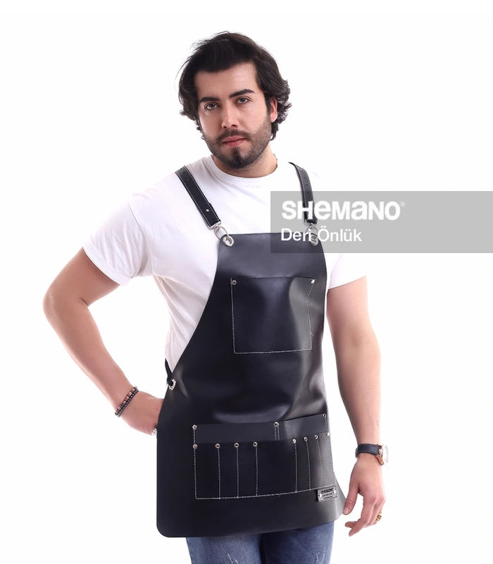 Siyah Berber Deri Önlük