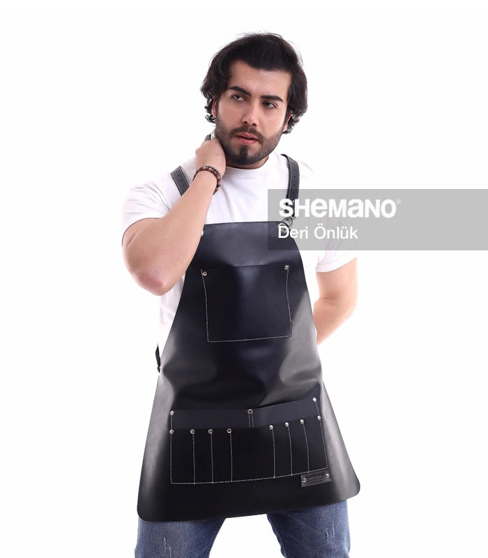 Siyah Berber Deri Önlük