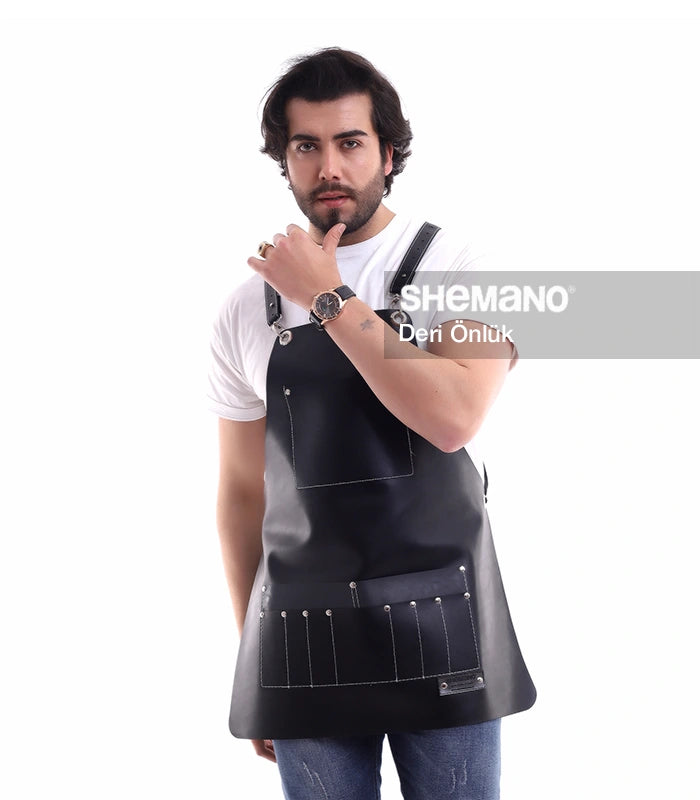 Siyah Berber Deri Önlük