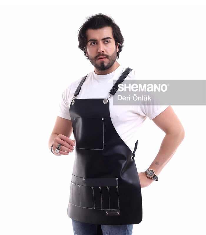 Siyah Berber Deri Önlük
