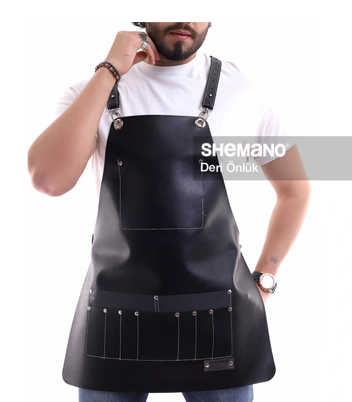 Siyah Berber Deri Önlük
